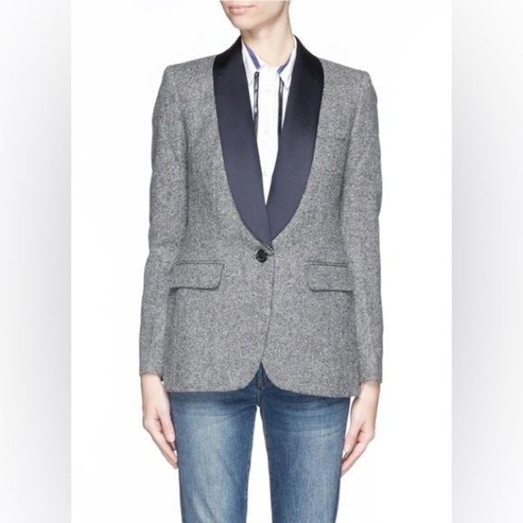 J.Crew Collection Satin Shawl Collar Donegal Wool Tuxedo Tweed Jacket Blazer 00